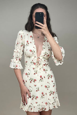 Cream 
Red Steph Floral Dress