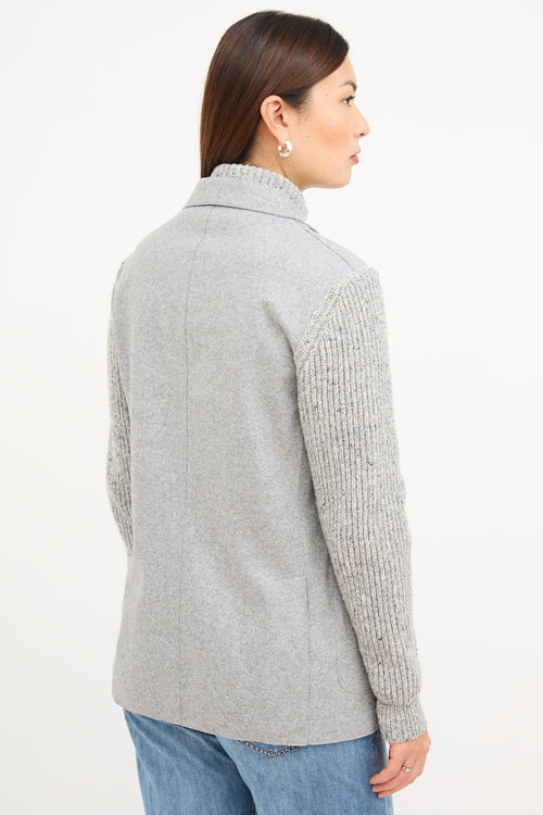 Eleventy Grey Wool Knit Layered Blazer