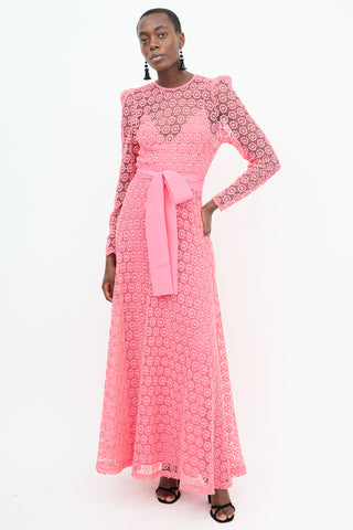 Elie Saab Pink Silk Blend Lace Dress