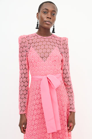 Elie Saab Pink Silk Blend Lace Dress