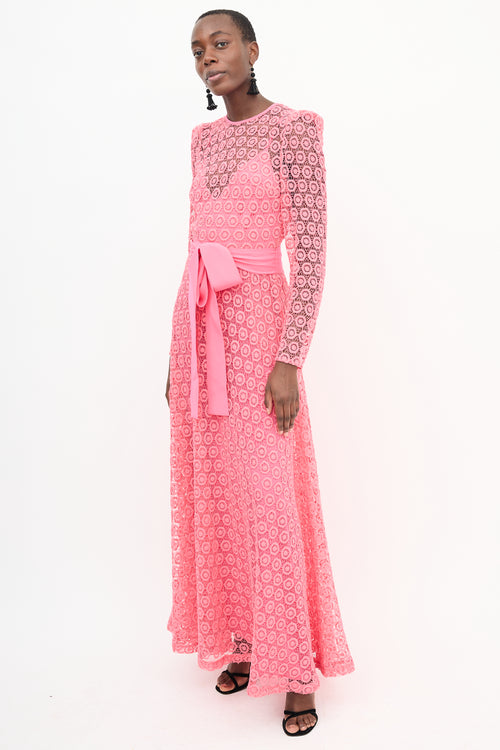 Elie Saab Pink Silk Blend Lace Dress