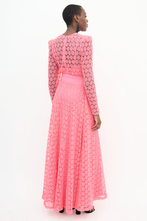 Elie Saab Pink Silk Blend Lace Dress