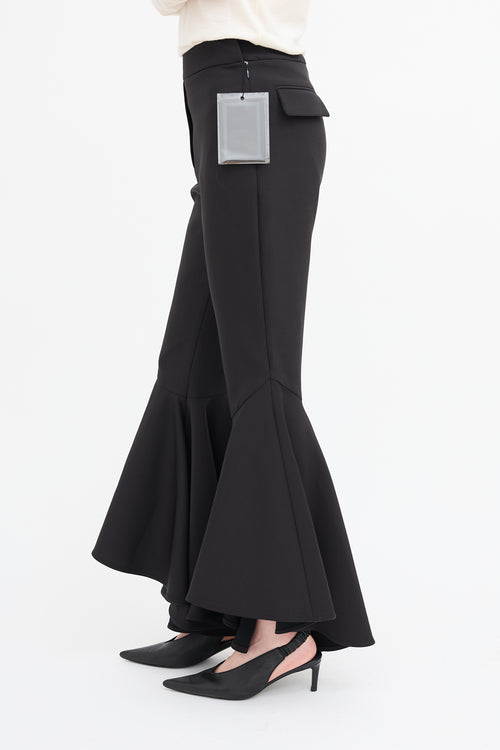 Ellery Black Sinuous Cropped Flared Trouser