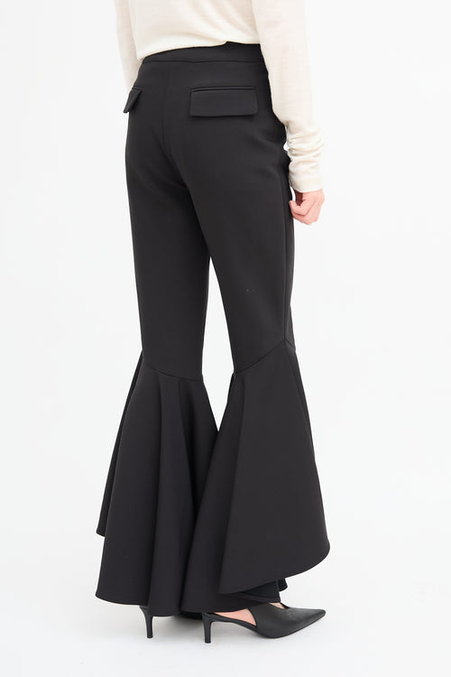 Ellery Black Sinuous Cropped Flared Trouser