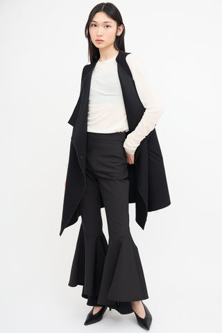 Ellery Black Sinuous Cropped Flared Trouser