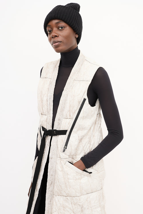 Enfin Levé White 
Brown Textured Open Vest