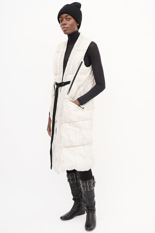 Enfin Levé White 
Brown Textured Open Vest