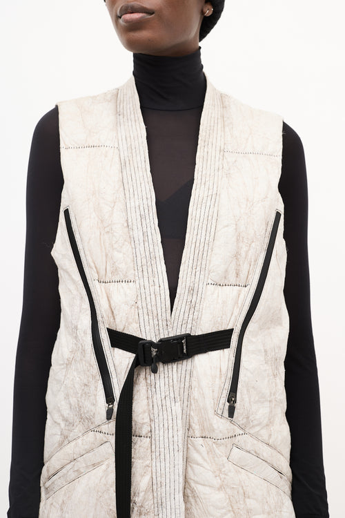 Enfin Levé White 
Brown Textured Open Vest