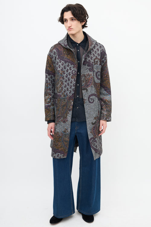 Engineered Garments Grey 
Multi Paisley Belted Robe