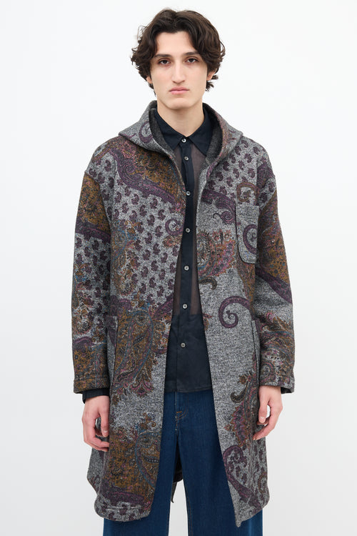 Engineered Garments Grey 
Multi Paisley Belted Robe