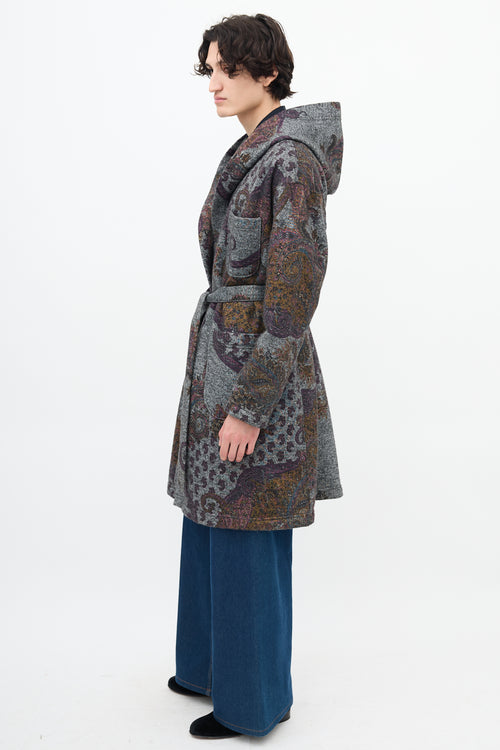 Engineered Garments Grey 
Multi Paisley Belted Robe