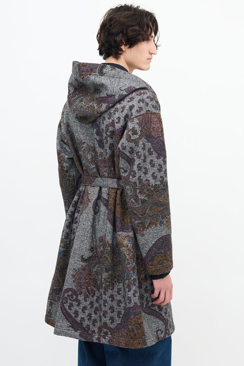 Engineered Garments Grey 
Multi Paisley Belted Robe