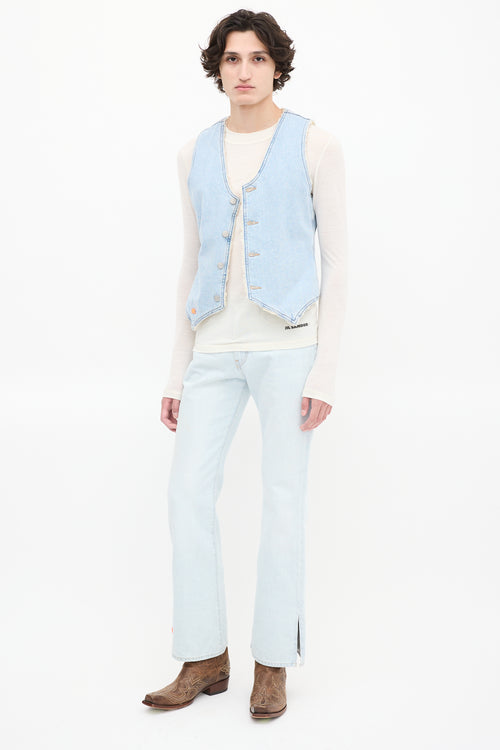 ERL X Levi
s Light Wash Denim Sherpa Lined Vest