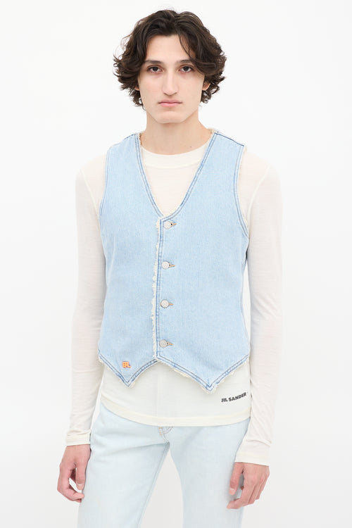 ERL X Levi
s Light Wash Denim Sherpa Lined Vest