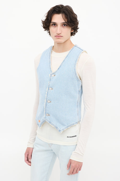 ERL X Levi
s Light Wash Denim Sherpa Lined Vest