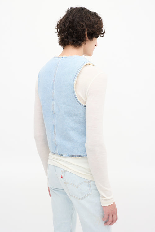 ERL X Levi
s Light Wash Denim Sherpa Lined Vest