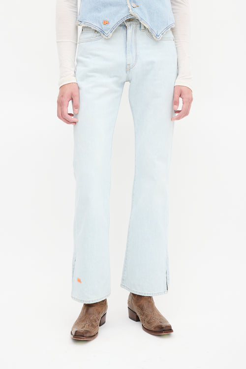 ERL X Levi
s Light Wash Split Flare Leg Jeans