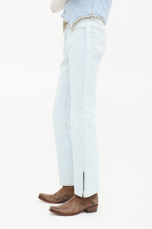 ERL X Levi
s Light Wash Split Flare Leg Jeans