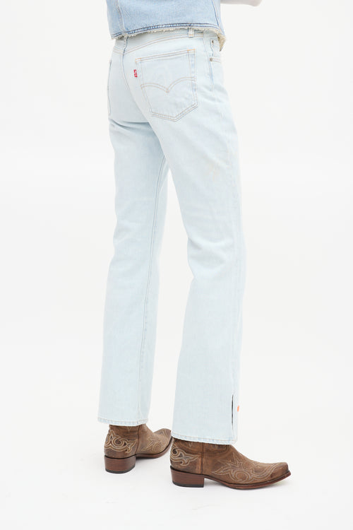 ERL X Levi
s Light Wash Split Flare Leg Jeans