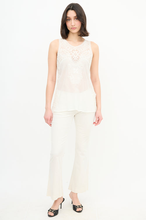 Ermanno Scervino Lace Semi Sheer Blouse