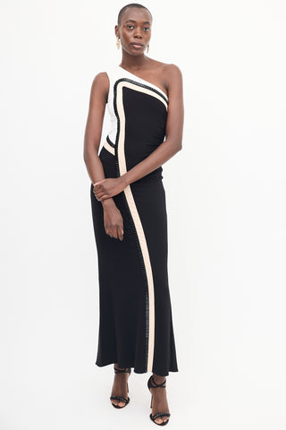 Escada Black 
Multi Asymmetrical Maxi Dress