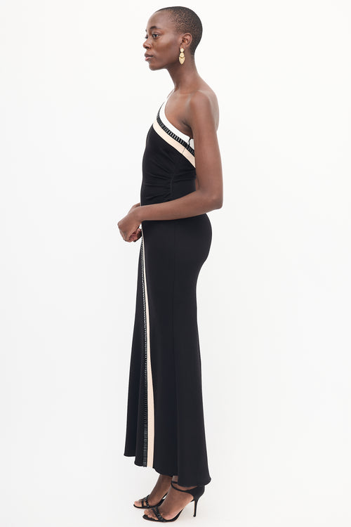 Escada Black 
Multi Asymmetrical Maxi Dress