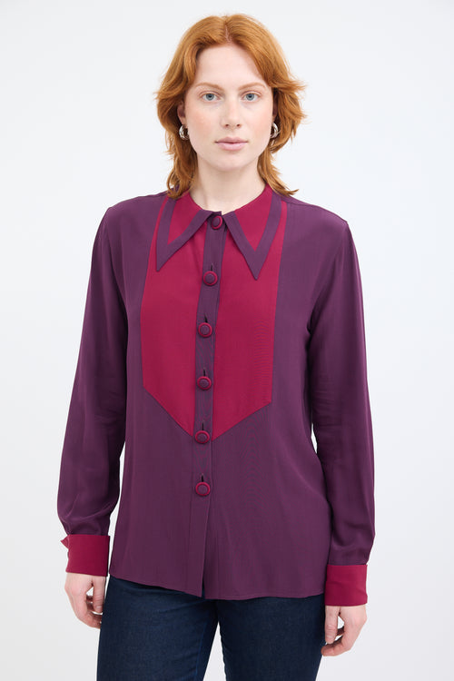 Etro Pink 
Purple Colourblock Shirt