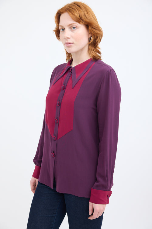 Etro Pink 
Purple Colourblock Shirt