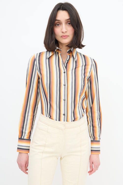 Etro Orange 
Multi Stripe Shirt