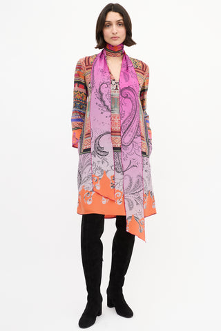 Etro Multi Silk Printed Sash Shift Dress