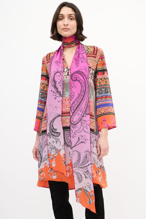 Etro Multi Silk Printed Sash Shift Dress