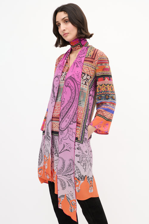 Etro Multi Silk Printed Sash Shift Dress