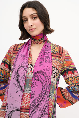 Etro Multi Silk Printed Sash Shift Dress