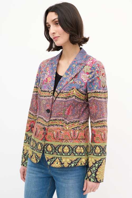 Etro Purple 
Multi Cotton Printed Blazer