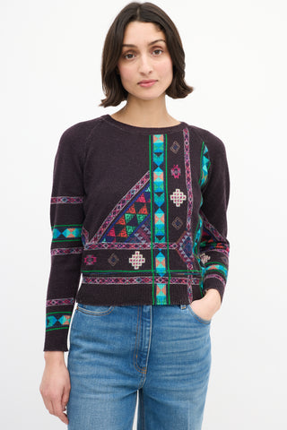 Etro Purple 
Multi Knit Geometric Sweater