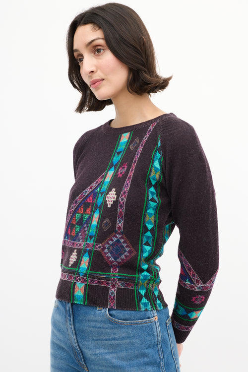 Etro Purple 
Multi Knit Geometric Sweater