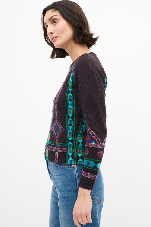 Etro Purple 
Multi Knit Geometric Sweater