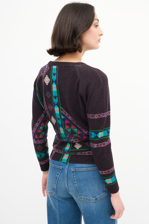 Etro Purple 
Multi Knit Geometric Sweater