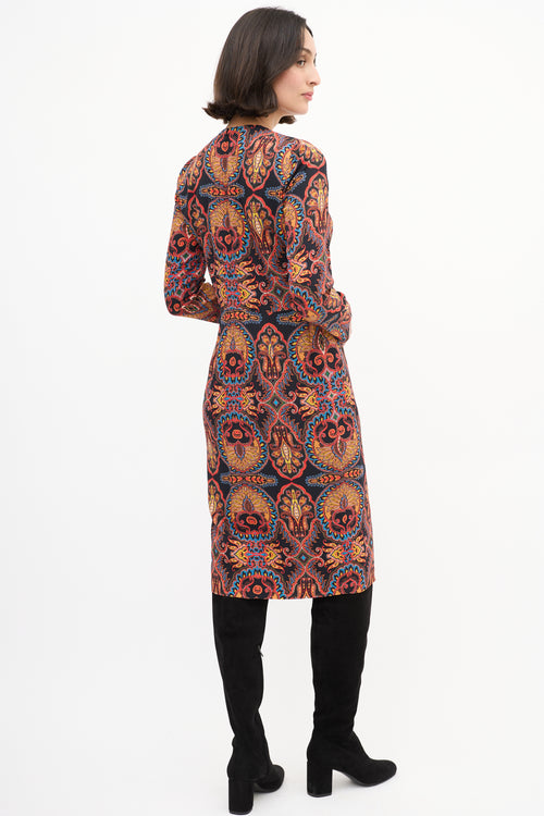 Etro Black 
Multi Printed Sheath Dress