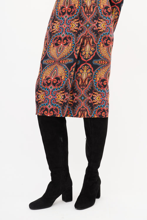 Etro Black 
Multi Printed Sheath Dress