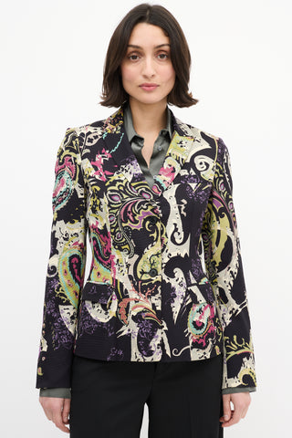 Etro Black 
Multi Cotton Paisley Blazer