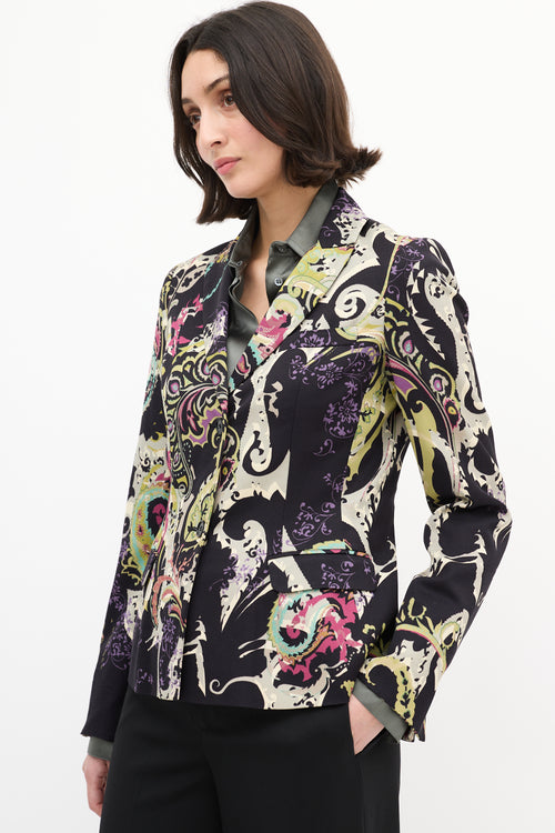 Etro Black 
Multi Cotton Paisley Blazer