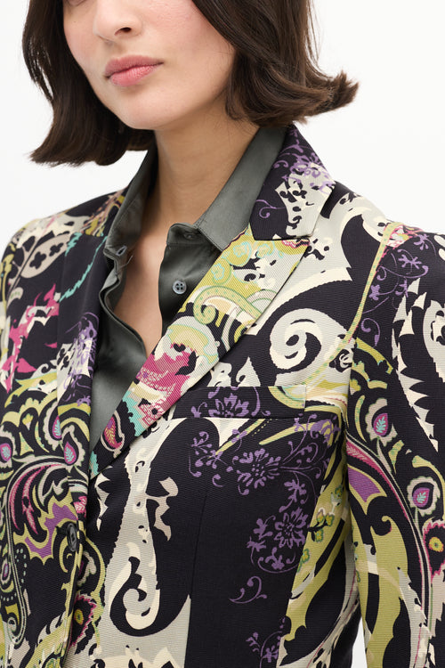 Etro Black 
Multi Cotton Paisley Blazer