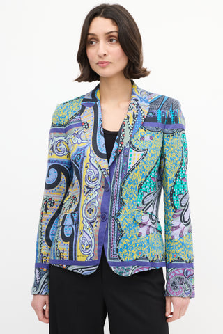 Etro Purple 
Multi Linen Paisley Blazer