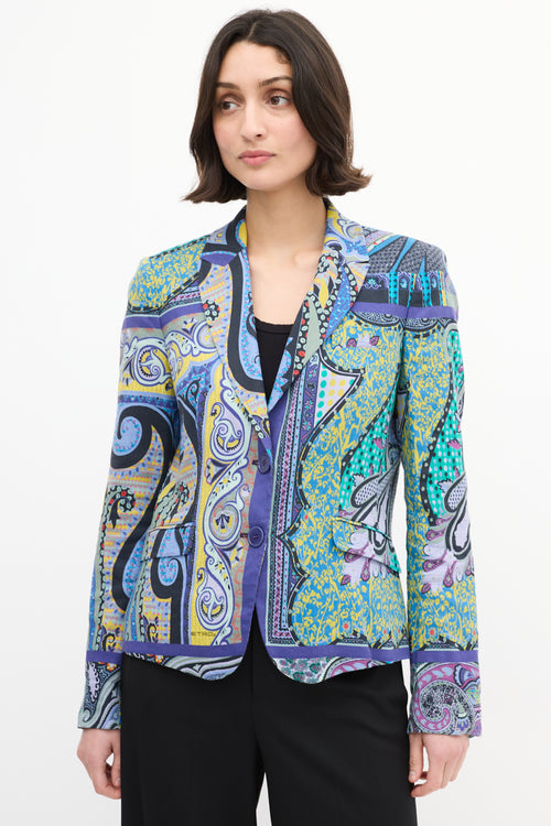 Etro Purple 
Multi Linen Paisley Blazer