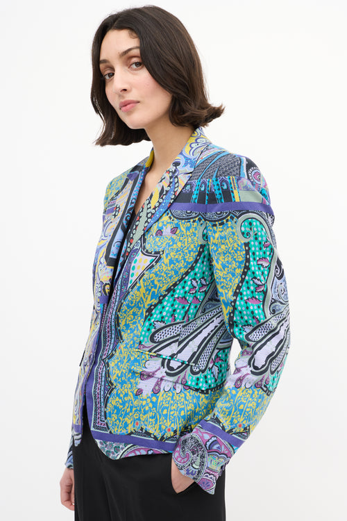 Etro Purple 
Multi Linen Paisley Blazer