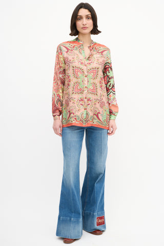 Etro Pink 
Multi Silk Printed Shirt