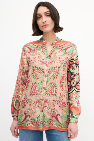 Etro Pink 
Multi Silk Printed Shirt