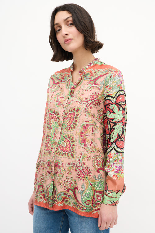 Etro Pink 
Multi Silk Printed Shirt