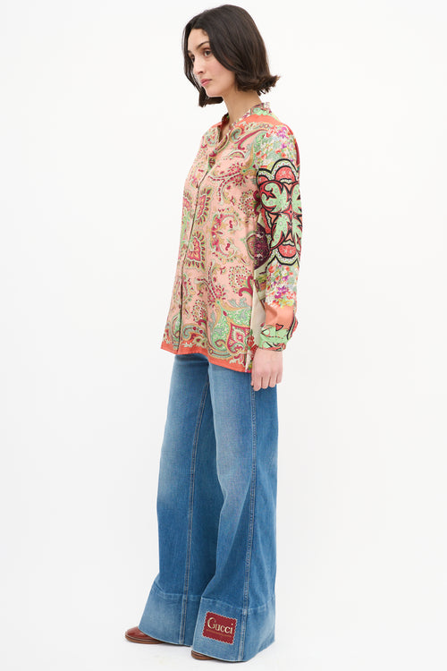 Etro Pink 
Multi Silk Printed Shirt